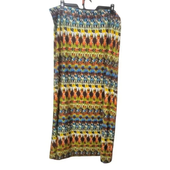 Ariat XXL Womens Multicolor Geometric Knit Maxi Skirt Southwest Boho Cowgirl 95% - Picture 2 of 7
